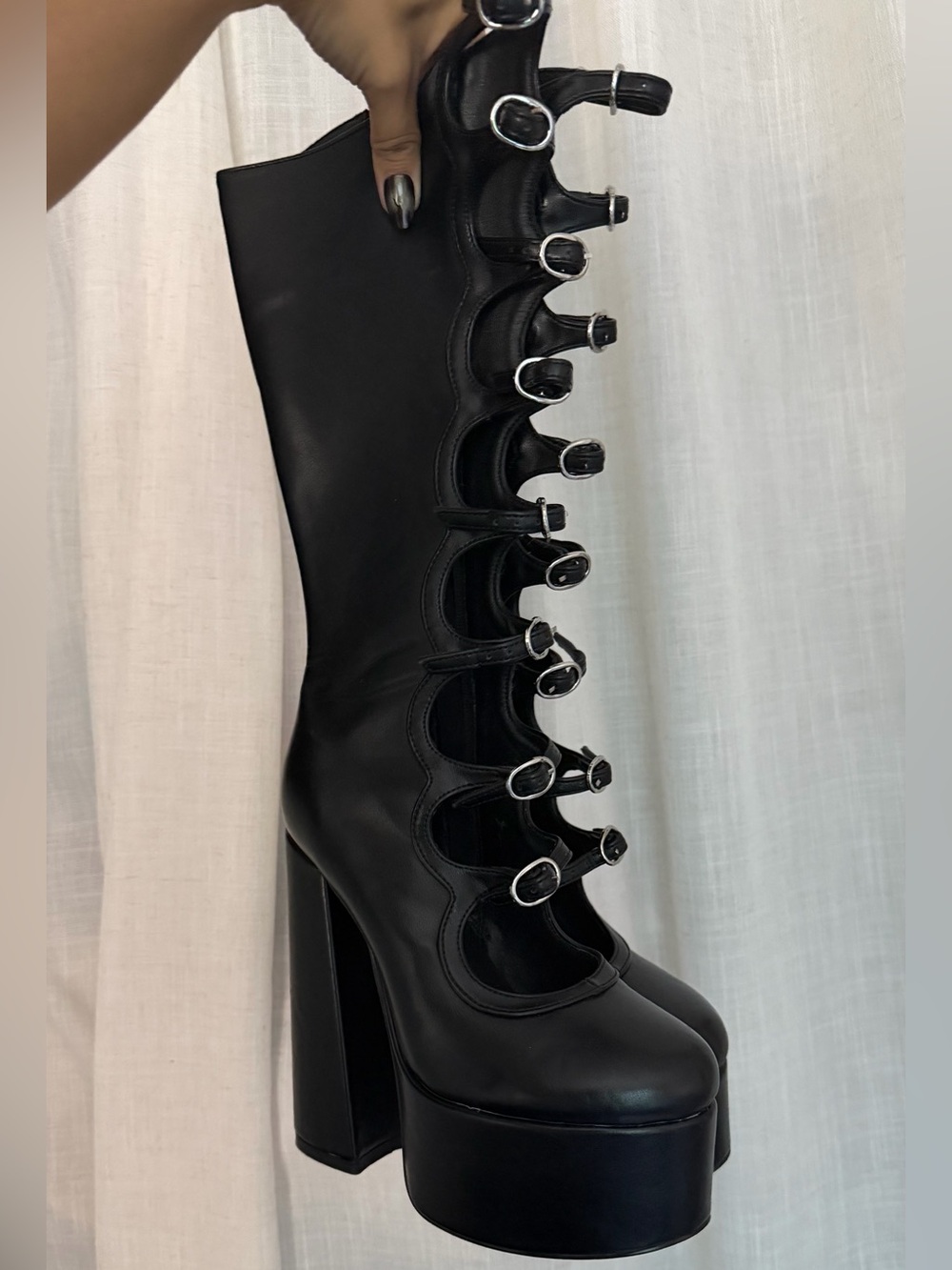 Dolls Kill Black Multi-Strap Platform Mary Janes